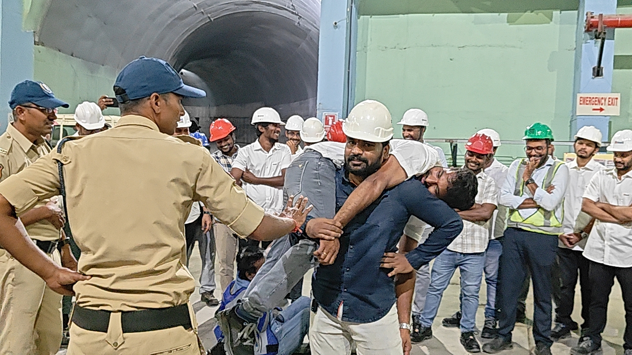 Fire safety mock drill at Mallannasagar Pump House